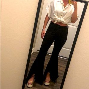 Black denim flare jeans